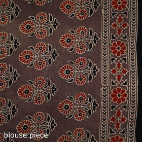Ajrakh Hand Block Print Natural Dyed Pure Mul Cotton Saree 20