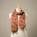 Buy Green Block Print Cotton Sanganeri Stole with Tassels