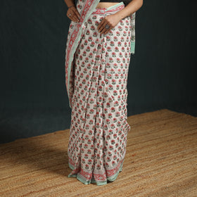 Sanganeri Hand Block Print Pure Mul Cotton Ready To Wear Saree 10