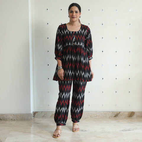 Black - Pochampally Ikat Cotton Co-Ord Set 10