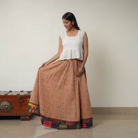 Brown - 24 Kali Cotton Pochampally Ikat Skirt with Border 10