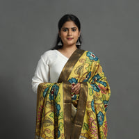 Yellow - Mangalagiri Silk Cotton Handpainted Kalamkari Dupatta 06