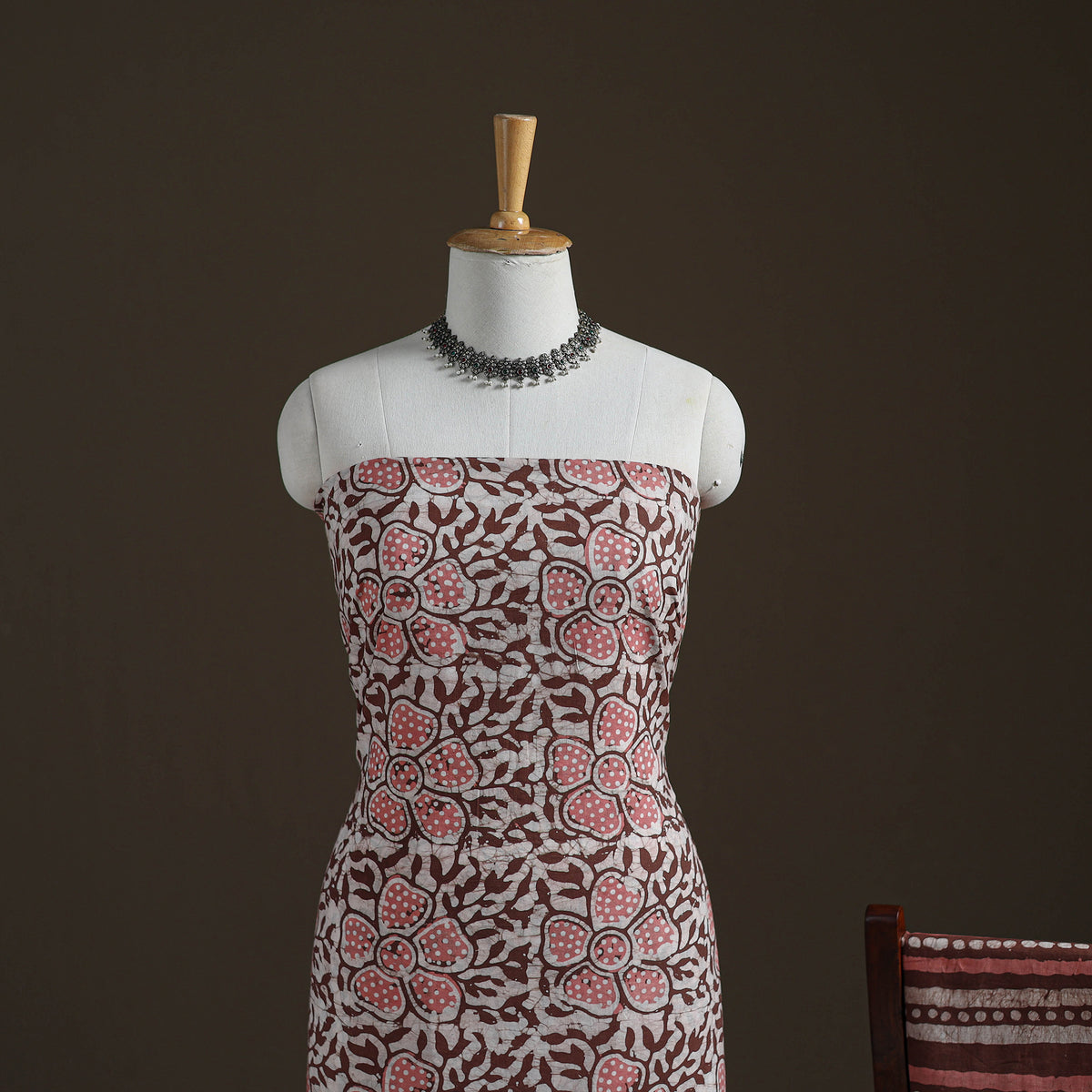 Kutch Hand Batik Print Cotton Unstitched Dress Material: Kurta, Bottom & Dupatta 01