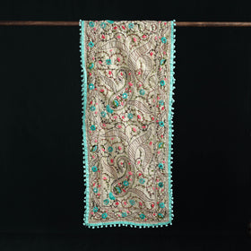 Ranihati Chanderi Silk Hand Embroidered Stole with Pom Pom 286