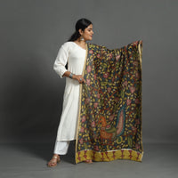 Brown - Chanderi Silk Handpainted Kalamkari Dupatta 07