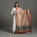  Red Block Printed Chanderi Silk Sanganeri Dupatta 