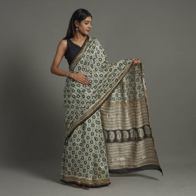 Multicolor - Natural Dyed Chanderi Silk Bagru Print Saree 24