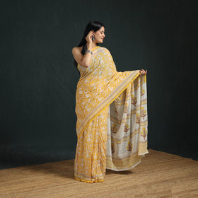 Sanganeri Hand Block Print Pure Mul Cotton Ready To Wear Saree  11