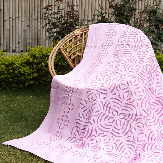 Purple - Barmer Applique Cutwork Cotton Single Bed cover (93 x 60 in)