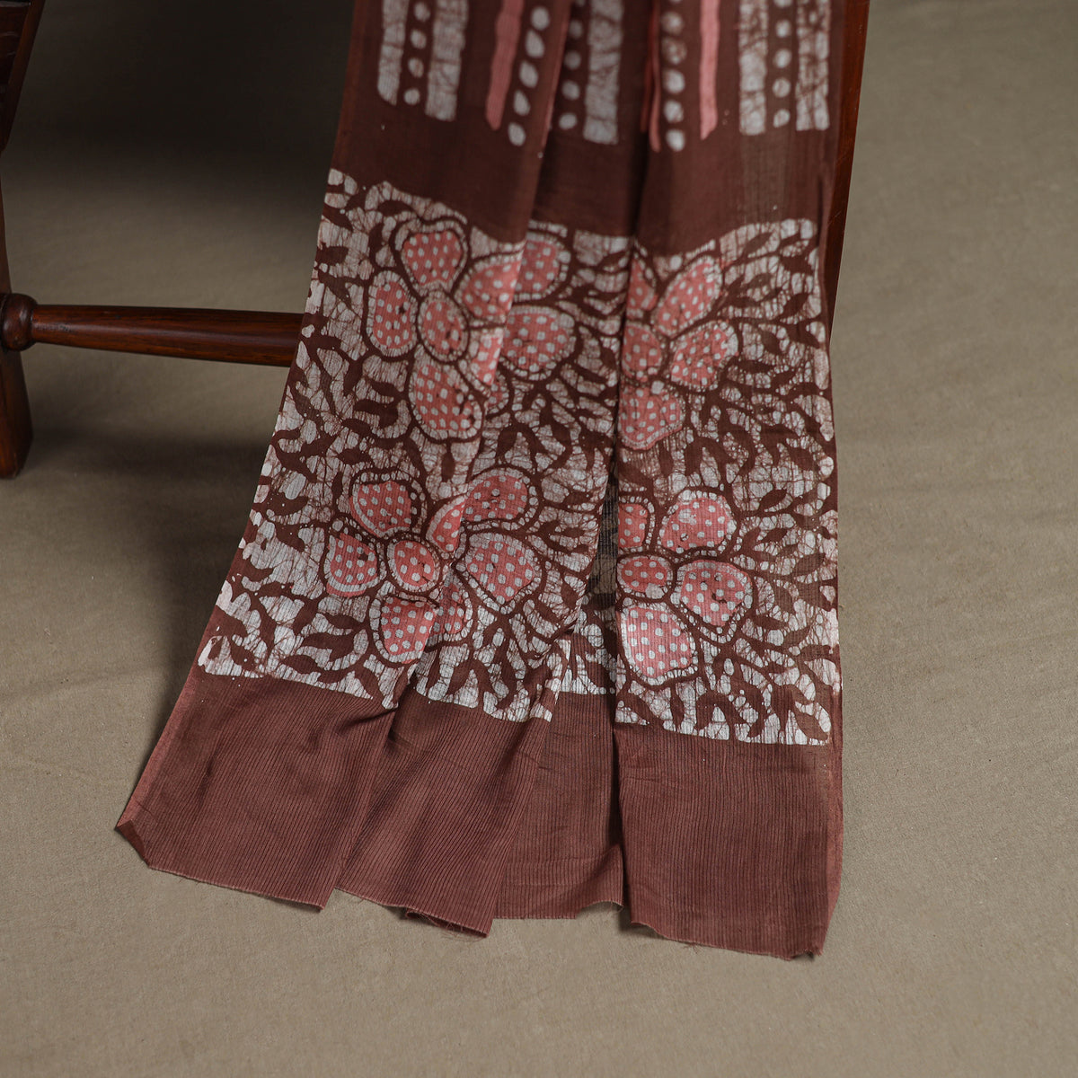 Kutch Hand Batik Print Cotton Unstitched Dress Material: Kurta, Bottom & Dupatta 01