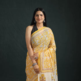 Sanganeri Hand Block Print Pure Mul Cotton Ready To Wear Saree  11