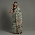 Multicolor - Natural Dyed Chanderi Silk Bagru Print Saree 24