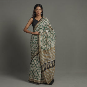 Multicolor - Natural Dyed Chanderi Silk Bagru Print Saree 24