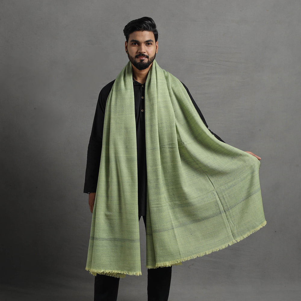 Green - Kumaun Handwoven Pure Merino Wool Shawl for Men 103