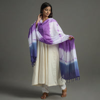 Purple - Shibori Tie-Dye Cotton Dupatta with Tassels 85