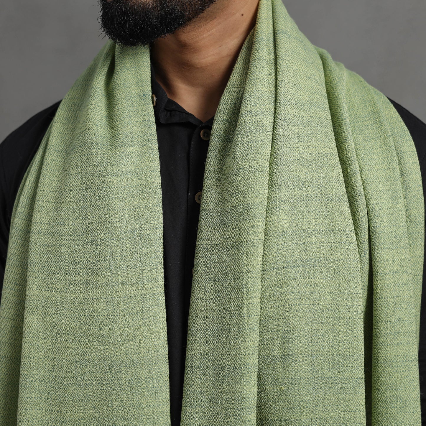 Green - Kumaun Handwoven Pure Merino Wool Shawl for Men 103