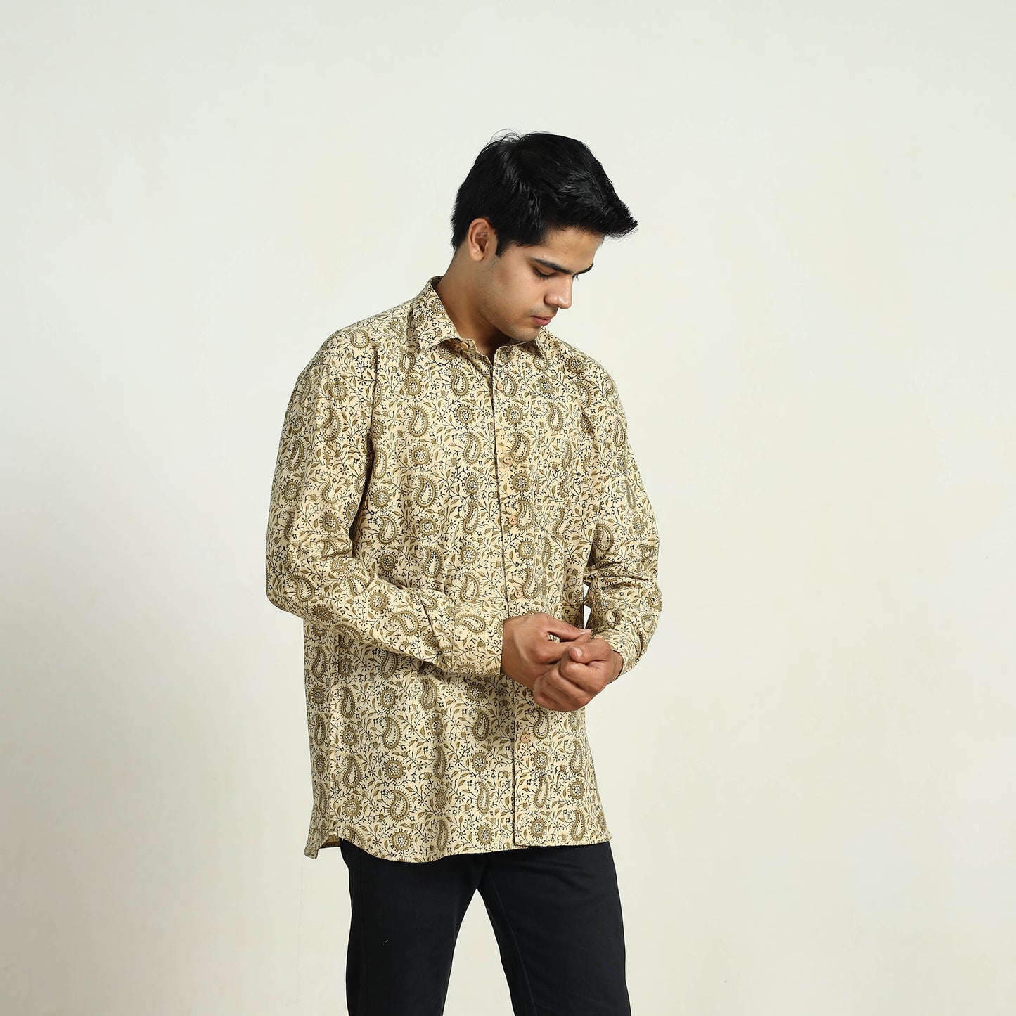 Pedana Block Print Cotton Men Kalamkari Shirt 05