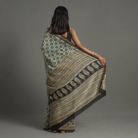 Multicolor - Natural Dyed Chanderi Silk Bagru Print Saree 24