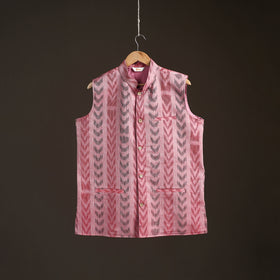 Sambalpuri Ikat Weave Cotton Men Nehru Jacket 13