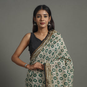 Multicolor - Natural Dyed Chanderi Silk Bagru Print Saree 24