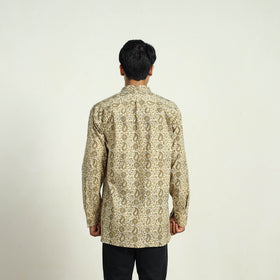 Beige - Pedana Block Print Cotton Men Kalamkari Shirt 05