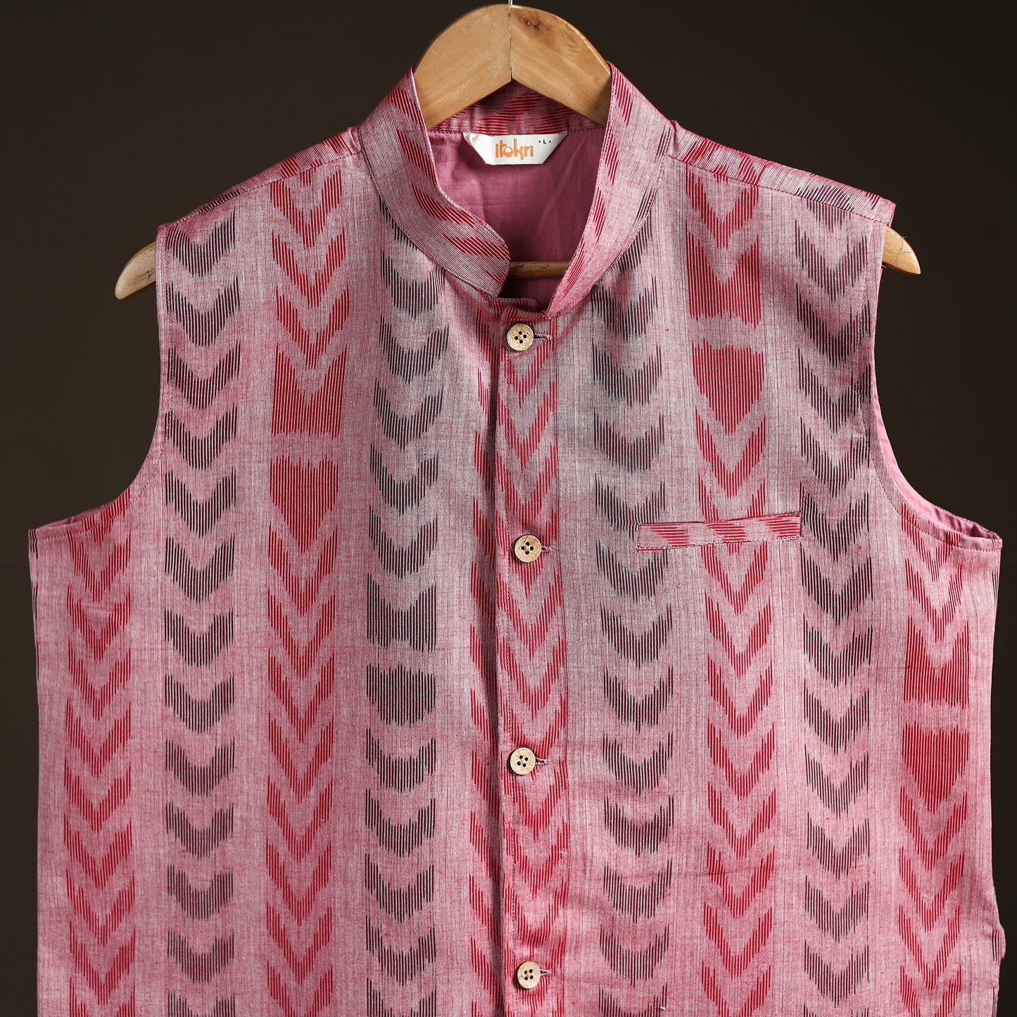 Sambalpuri Ikat Weave Cotton Men Nehru Jacket 13