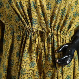 Yellow - Ajrakh Hand Block Print Natural Dyed Cotton Kaftan (Short) 48