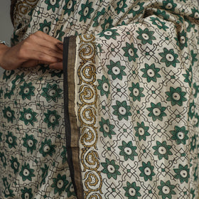 Multicolor - Natural Dyed Chanderi Silk Bagru Print Saree 24