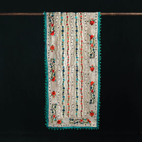 Ranihati Chanderi Silk Hand Embroidered Stole with Pom Pom 281