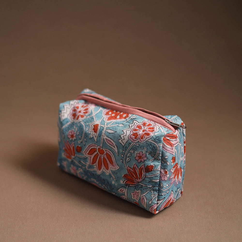 Blue - Handmade Cotton Toiletry Pouch 18