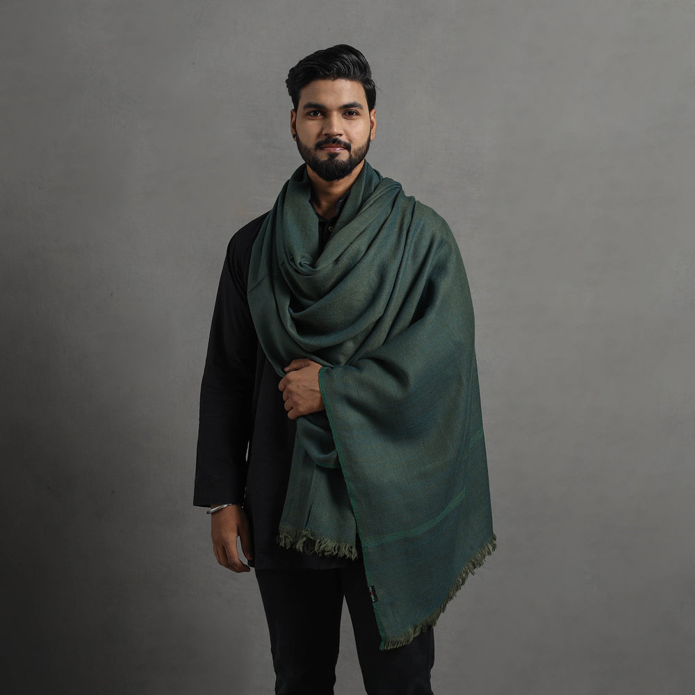 Green - Kumaun Handwoven Pure Merino Wool Shawl for Men 104