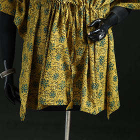 Yellow - Ajrakh Hand Block Print Natural Dyed Cotton Kaftan (Short) 48