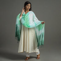 Green - Shibori Tie-Dye Cotton Dupatta with Tassels 86