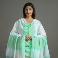 Green - Shibori Tie-Dye Cotton Dupatta with Tassels 86