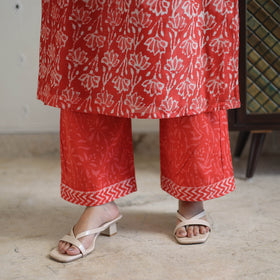 Buy Red Hand Block Bagru Print Chanderi Silk Kurta Set