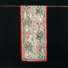 Ranihati Chanderi Silk Hand Embroidered Stole with Pom Pom 279