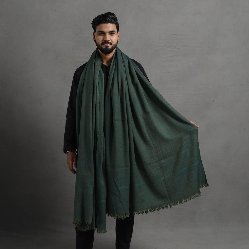 Green - Kumaun Handwoven Pure Merino Wool Shawl for Men 104