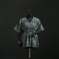 Green - Ajrakh Hand Block Print Natural Dyed Cotton Kaftan (Short) 49