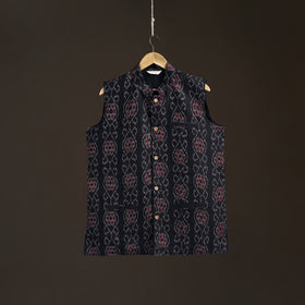 Sambalpuri Ikat Weave Cotton Men Nehru Jacket 15