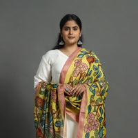 Yellow - Chanderi Silk Handpainted Kalamkari Dupatta 09