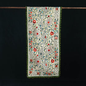 Ranihati Chanderi Silk Hand Embroidered Stole with Pom Pom 277