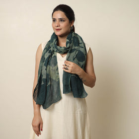 Green - handloom natural dyed linen bindaas stole 10