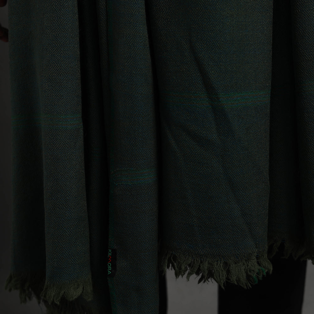 Green - Kumaun Handwoven Pure Merino Wool Shawl for Men 104