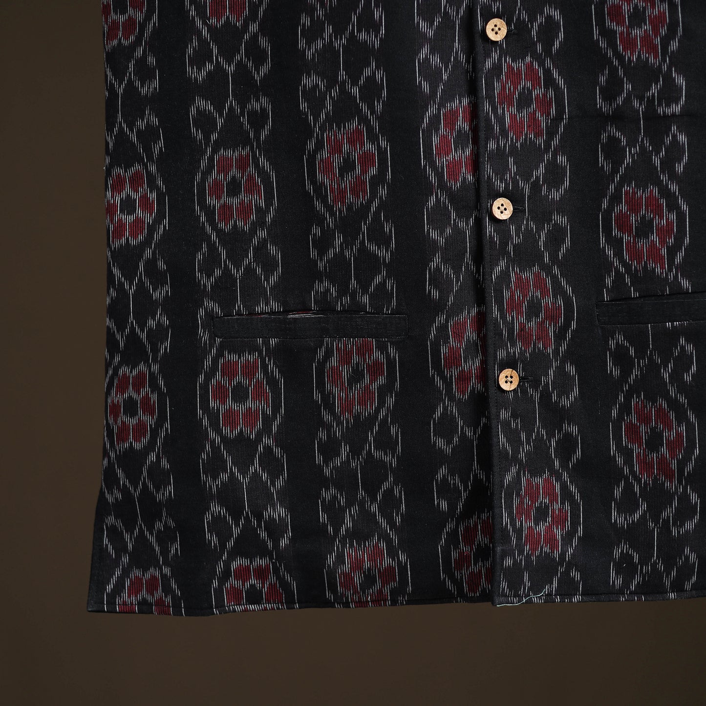 Sambalpuri Ikat Weave Cotton Men Nehru Jacket 15