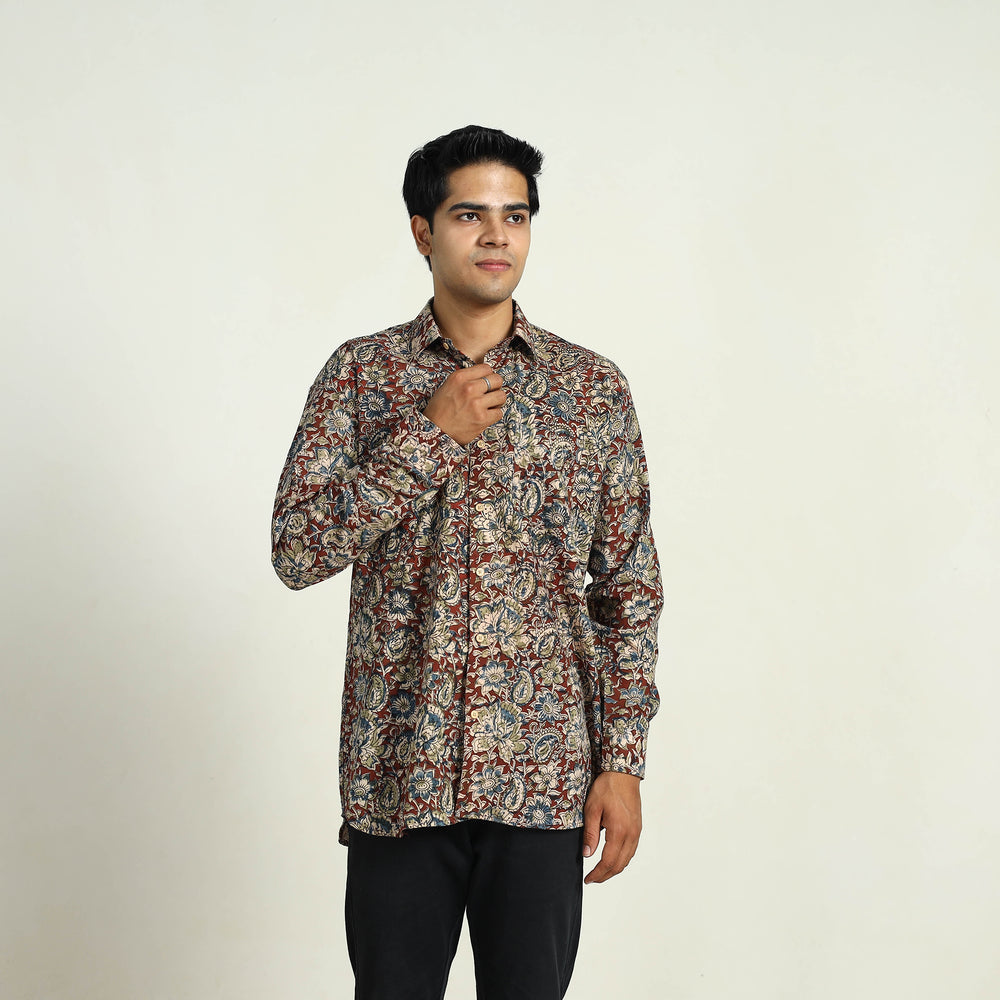 Pedana Block Print Cotton Men Kalamkari Shirt 13