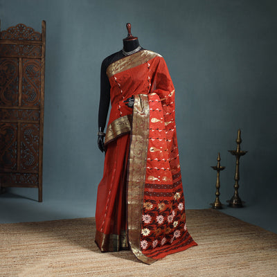 Pure Cotton Handloom Bengal Tant Saree with Zari & Thread Work 14