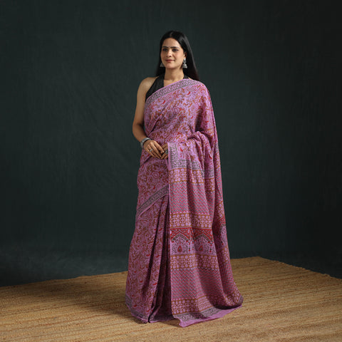 Sanganeri Hand Block Print Pure Mul Cotton Ready To Wear Saree 13
