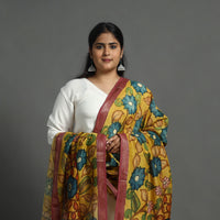 Yellow - Chanderi Silk Handpainted Kalamkari Dupatta 10