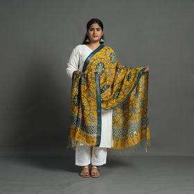 Yellow - chanderi silk handpainted kalamkari dupatta 11