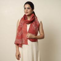 Maroon - Bindaas Block Printed Natural Dyed Linen Handloom Stole 14